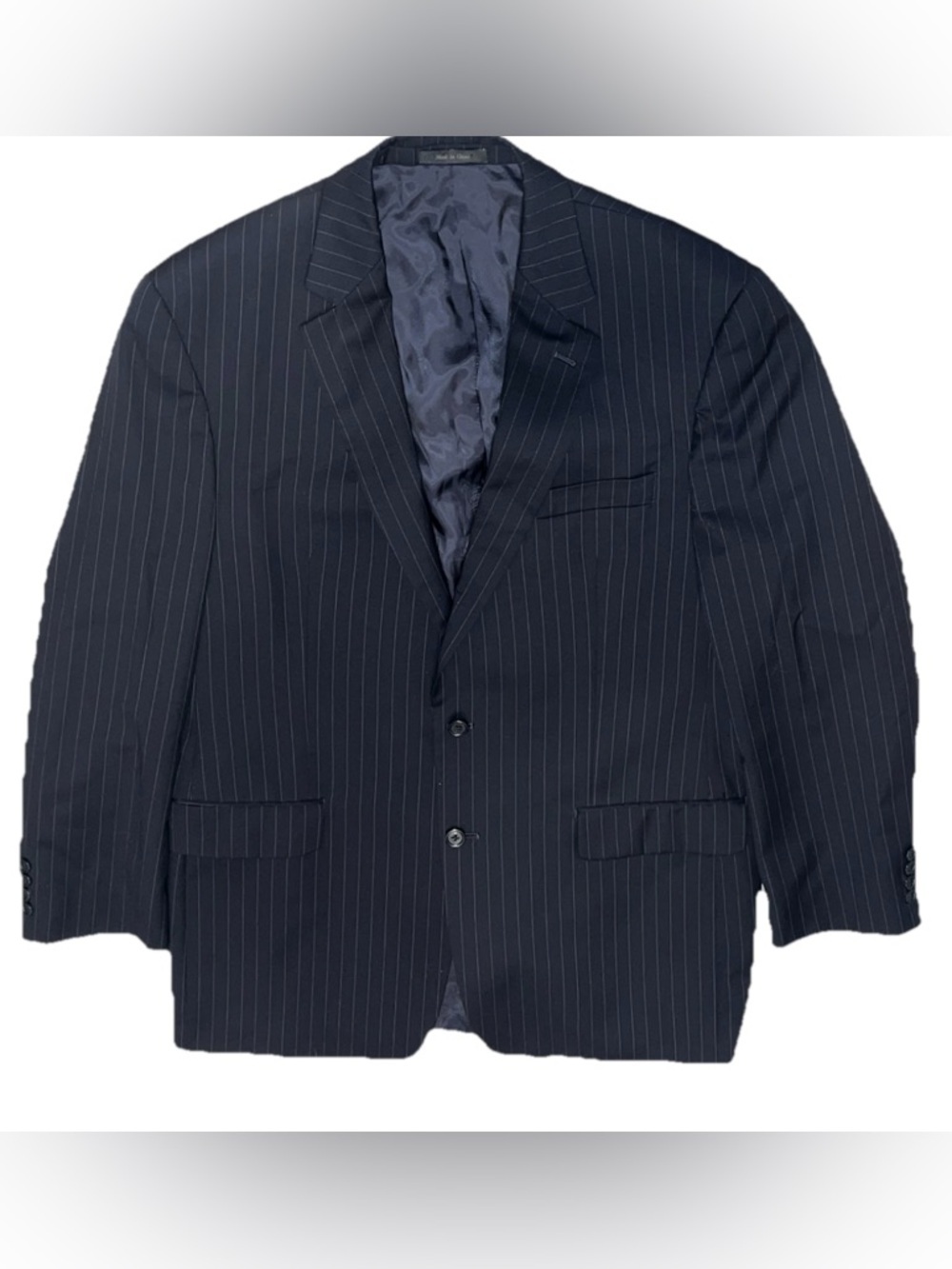 Lauren Ralph Lauren Mens Suit Jacket Blazer Size 44L Pinstripe Navy 100% Wool